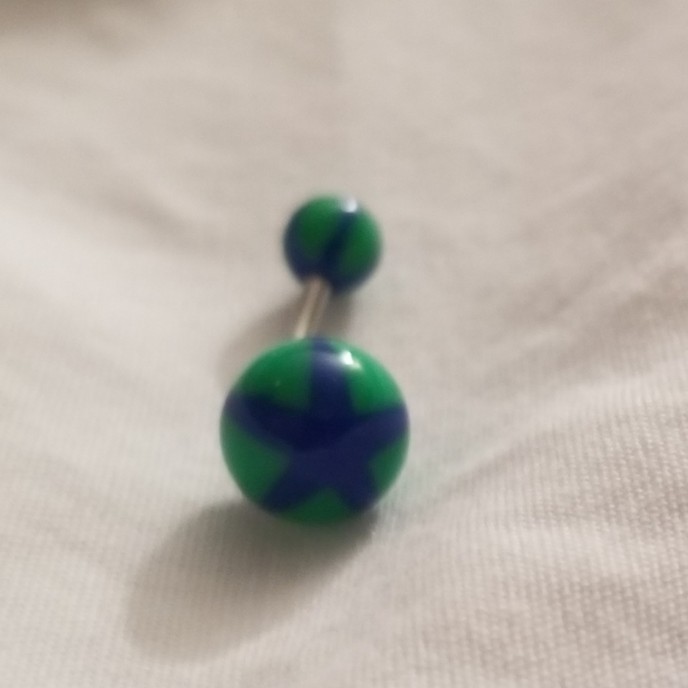 Green and Blue belly ring
